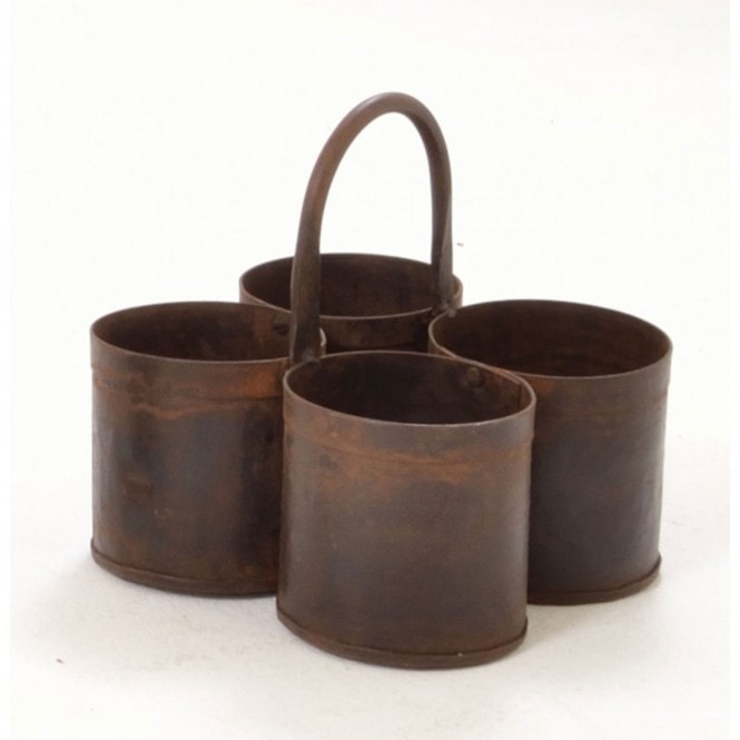 Rustic Metal Quadruple Storage Pot