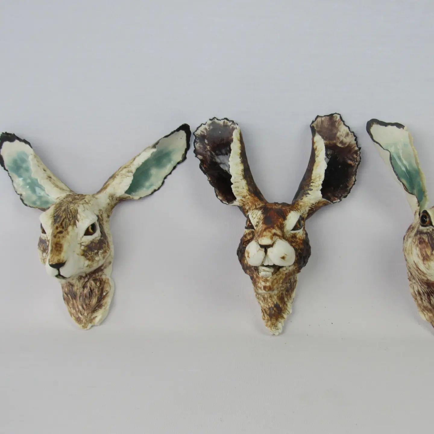 Hare Head Sculptures by Liz McLelland